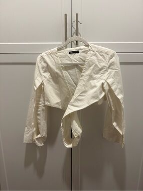 Zara Cream Cropped Wrap Top